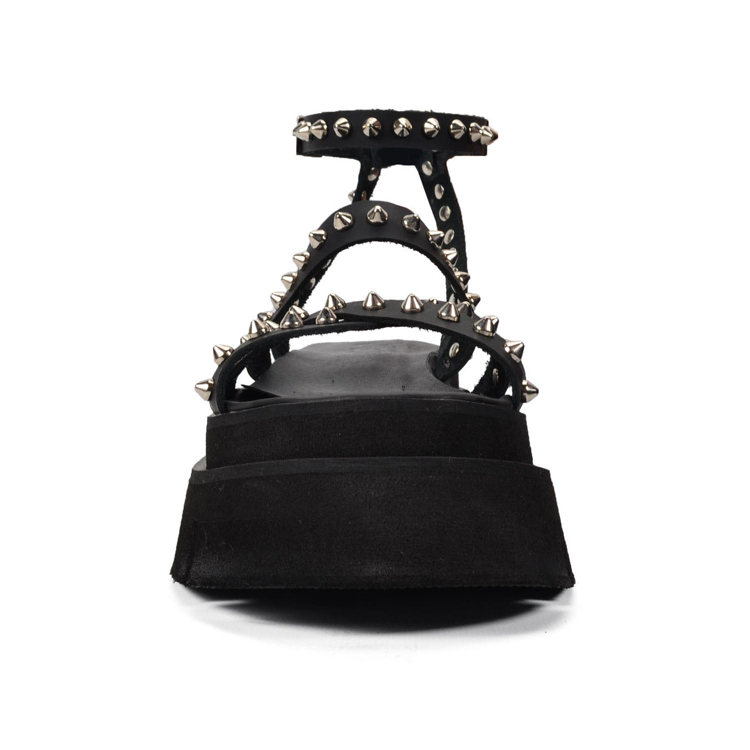 Black studded 2024 platform sandals